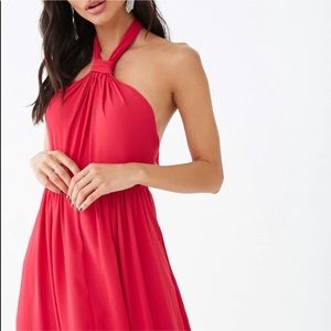 Billowy Maxi Halter Dress in Pink - Forever 21